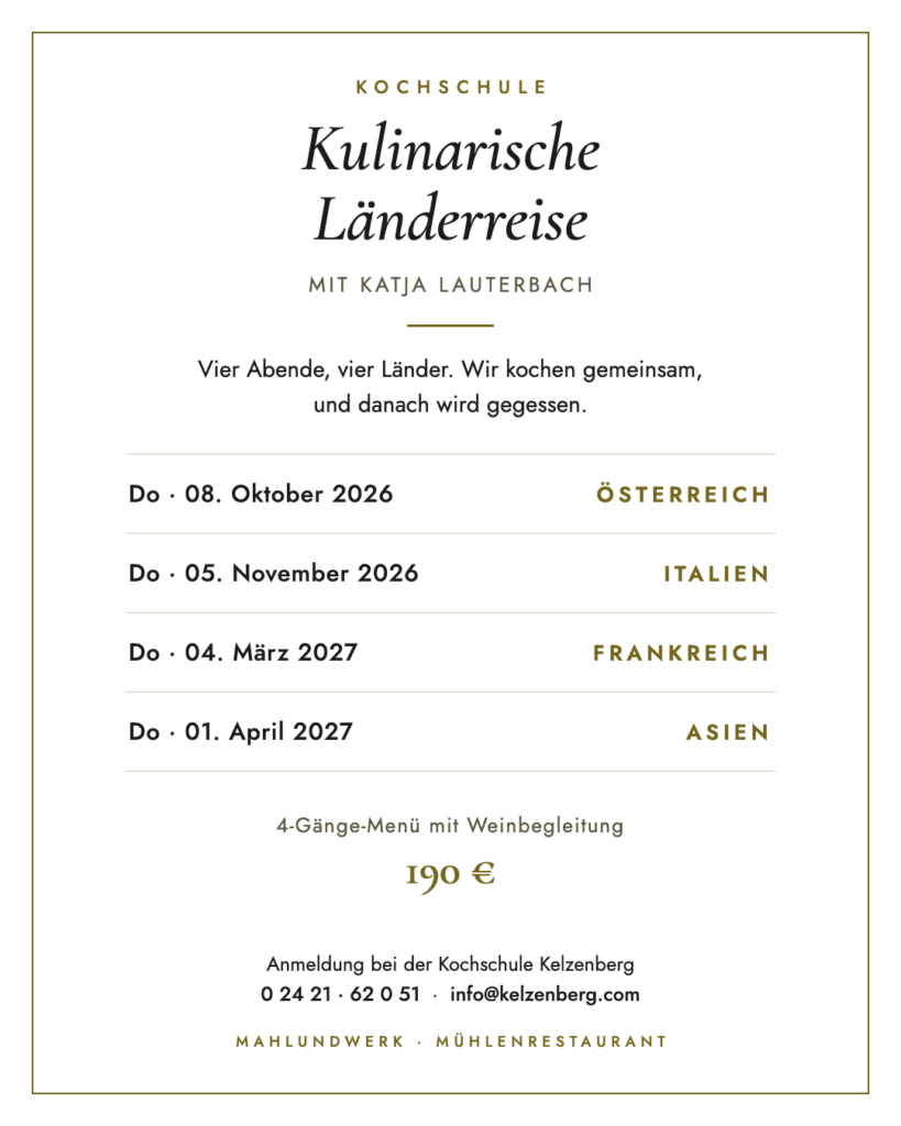 Kochschule mit Katja Lauterbach - Kulinarische Laenderreise, vier Termine 2026/27