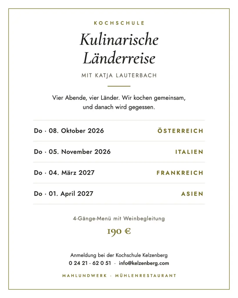 Kochschule mit Katja Lauterbach - Kulinarische Laenderreise, vier Termine 2026/27